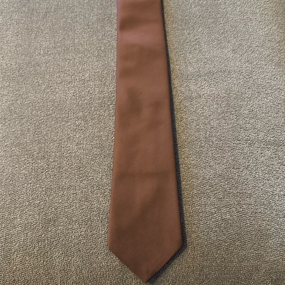 Andhurst Custom Collection Polyester Necktie Tie Solid Brown (TD)